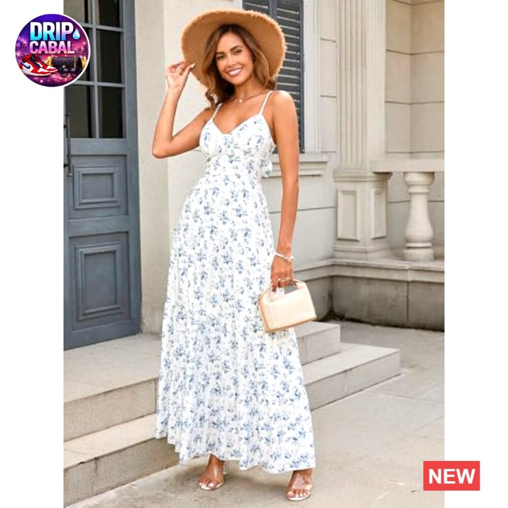 Polyester Elastane Maxi Dress V-Neck Backless Spa… - image 7